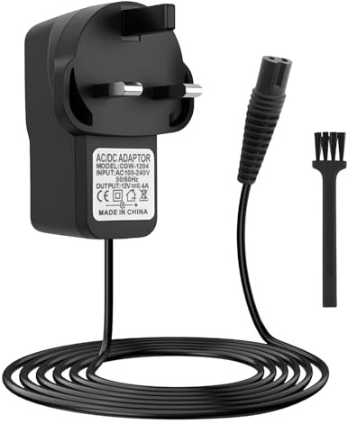 12V0.4A for Braun Shaver Charger Cable Series 1 3 5 7 9, Trimmer Beard 3 Pin Chargers Power Lead 5544, 5409, 7220, 5377, Epilator Silk-Epil 9/7/5, 3040s, 3010s, 300BT, 3000s, 3020s