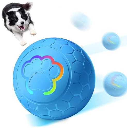 Interaktives Hundespielzeug Hundeball, Intelligenter Selbstbewegender Spielball für Hunde, Wiederaufladbar, Robuster & Beißfester Hundeball, 2 Modi, Perfekte Geschenkidee für aktive Hunde (Blau)