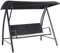 Outsunny Hollywoodschaukel 3-Sitzer mit Dach Gartenschaukel Polyrattan+Metall Schwarz 198 x 124 x 179 cm