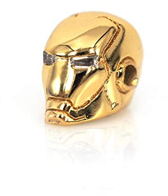 Iron Man Mask Head Bead,Superhero Helmet Spacer Charm Pave CZ for Men's DIY Bracelet Jewelry Making 8x13mm 10Pcs Gold