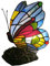 Bieye L30042US Tischlampe mit Schmetterlingsmotiv im Tiffany-Stil, Buntglas-Akzent-Tischlampe für Nachttisch, Schlafzimmer, Wohnzimmer, Couchtisch, Blau/Rot, 20,3 cm