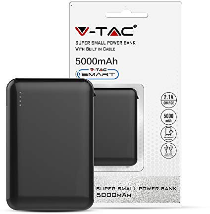 V-tac VT-3510 Compacte powerbank - 5.000 mAh - zwart