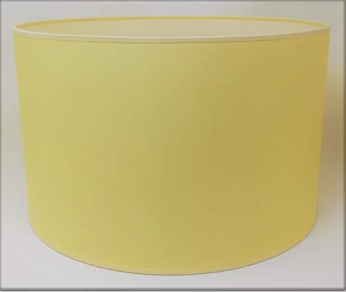 Abat-Jour Cylindrique Tissu en Coton Fait à la Main, pour Lampe de Table, Suspension, Lampadaire (Jaune, Diamètre 40 cm x Hauteur 30 cm)