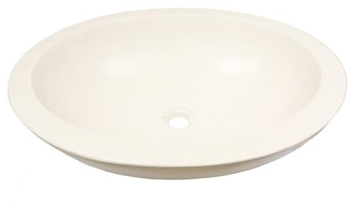Oriental Galerie Terrazzo Waschbecken Handwaschbecken Steinbecken Gäste Bad ca 60 x 46 cm Stein Oval Creme Neues Modell T4