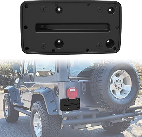 KEWISAUTO License Plate Frame for Wrangler 97-06, Rear License Plate Bracket Holder Cover for Jeep Wrangler TJ 1997-2006 Accessories (1PCS, Replace #55174994)