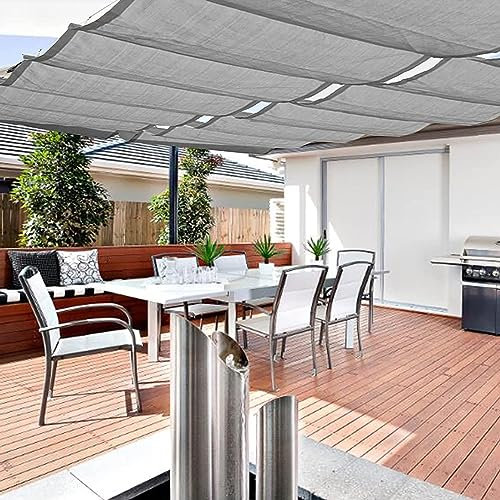 AOTNZ Sun Sonnensegel, Ersatz Pergola Wave Canopy, Einziehbar Schieben Sie Den Draht Terrassenüberdachung, Durchlässig Atmungsaktiv Stoff Zum Draussen Garten Holz Pergola Deck