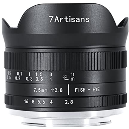 7artisans Lente fija manual de ojo de pez de 7,5 mm f2.8 Mark II APS-C para cámara Canon Eos-M sin espejo como Canon Eos-M1 Eos-M2 Eos-M3/M5/M6/M10/M50