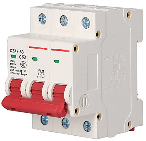 Leitungsschutzschalter, AC 400V 2 Pole DZ47-63 Leitungsschutzschalter für DIN-Schienenmontage PC-Abdeckung Haushaltsluftschalter 4500A/6000A(63A)