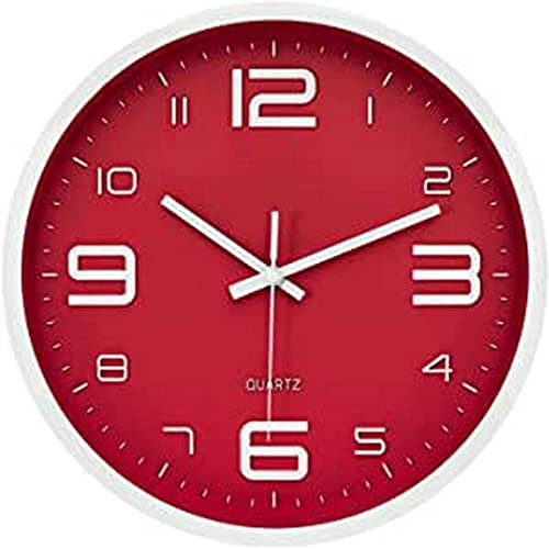 LW Collection Wanduhr Xenn Rot Weiß 30cm - Kleine Industrielle Wanduhr Metall - Moderne Wanduhr - Leises Uhrwerk - Stille Uhr…