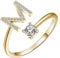 ROMIDA Ring mit 26 Buchstaben Silber Gold Stein Ring mit Zirkonia Kristallen, Frauen Silber Stein Ring Damen Fingerringe Damenring. Klassik Silber Schmuck Mädchen Frauen