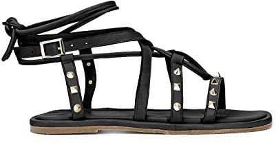 Cafè Noir C1GD1030N001370 SCHIAVA-SANDALE AUS LEDER MIT NIETEN NERO 37