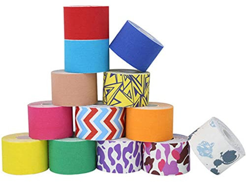 ZESLIV Kinesiologie Tape Kinesio - Tape (5 Rollen) Schwarz 10cmx5m Professionell Physio Tape Kinesiotapes Klebeband Elastische Bandagen Muskel Tapes Sporttape Tapeverband Kinesio Tape Wasserfest