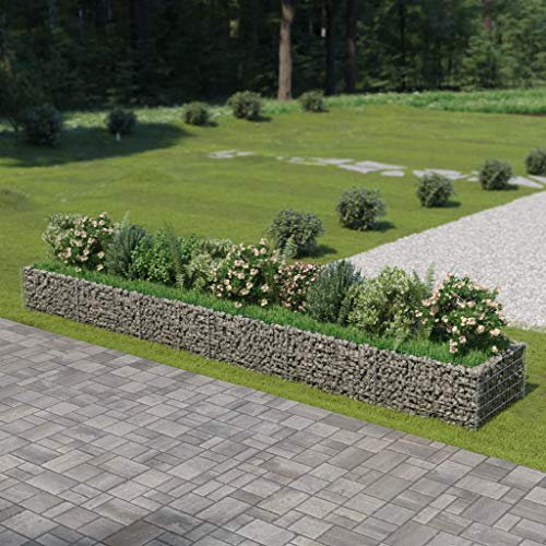 Leepesx Gabionen-Hochbeet, Pflanzkübel, Kräuterbeet, Hochbeete-kit, Pflanztrog, Vertikalbeet, Pflanzgefäße, Pflanzencontainer, Verzinkter Stahl 540×90×50 cm