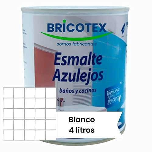 Genérico Pintura para Azulejos de Cocina y baño, con acabado satinado, nueva carta de colores Bricotex, fácil aplicación y elevada resistencia (4 litros, Blanco)