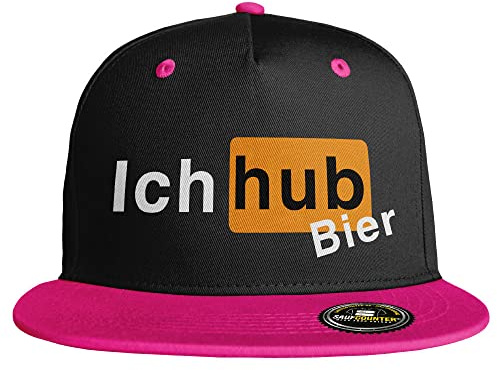 Ich hub Bier Snapback Cap lustige Snapback Ich hab Bier Malle hacke dicht saufi voll besoffen Saufen Alk Alkohol Party (8 Farbvarianten), Farbe: Schwarz/Pink
