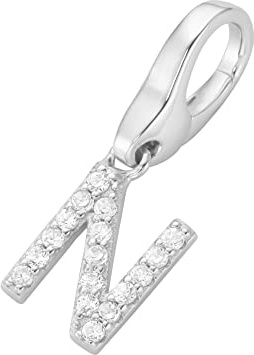 Giorgio Martello Milano Charm Charm Buchstabe N, Zirkonia Steine, Silber 925