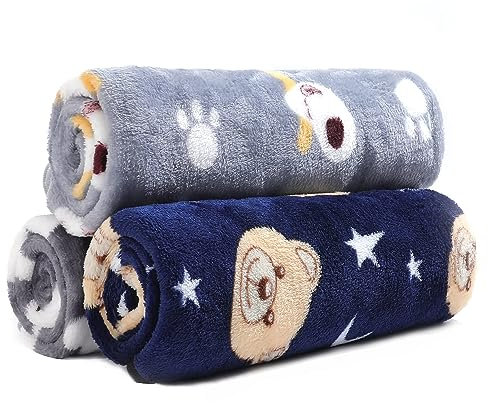 COMSLE Coperta per Cani Cane Gatto Lavabile Durevole, 3 Pezzi, Coperte per Cani in Morbida e Calda Flanella, Copertina per Cani Gatti Adatto per Cani di Piccola e Media Taglia, 40 * 60CM Levriero