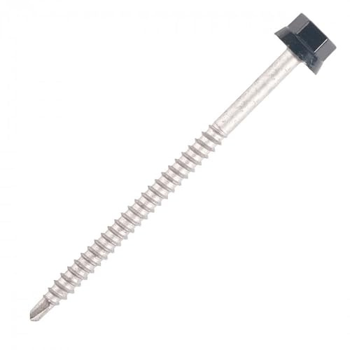 SCELL-IT Vis bac Acier Sommet nervuré Support Bois-Ø6.3 x 150 mm-TH12-Brun Rouge RAL8012-Sachet de 100-ZTW-63150-8012