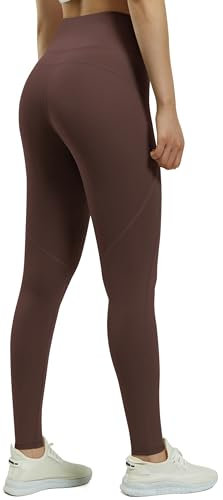 JOYSPELS Sport Leggings Damen High Waist Sporthose mit Tasche Yoga Leggins Blickdicht Sportleggins Yogahose Laufhose, Wildbraun, XL