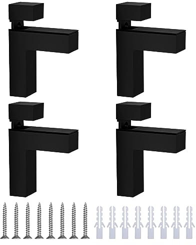 GmeDhc Escuadras para Estanterias, 4 Piezas Soporte Estante Cristal, Soporte Espejo Pared, Aleación de Zinc, Acabado Cepillado, para Estantes de Madera, Vidrio, Espesor 3-25 mm