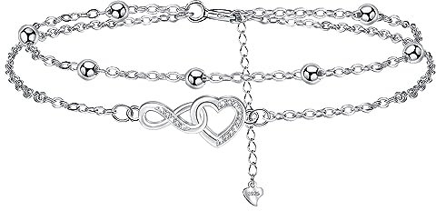 Micory Bracelet Infini Femme Argent Sterling 925 en symbole infini avec réglable zircone bracelets coeur pour Maman Femmes Filles Bijoux Cadeau (17+ 4cm)