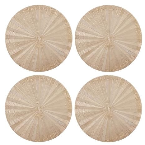 Mikasa Tovagliette rotonde metalliche, Set di 4 tovagliette oro per feste e ricevimenti, 38cm