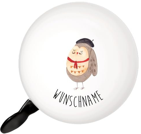 Mr. & Mrs. Panda Personalisierte Fahrradklingel Eule Frankreich - Personalisierte Geschenke, Fahrradklingel Individuell, Owl, Eulen, Fahrradklingel