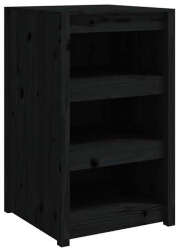 vidaXL Outdoor Küchenschrank MEPPEL, Gartenschrank mit viel Stauraum, Küchenzeile Unterschrank mit modularem Design, Außenküche Schrank Terrassenschrank, Schwarz Massivholz Kiefer