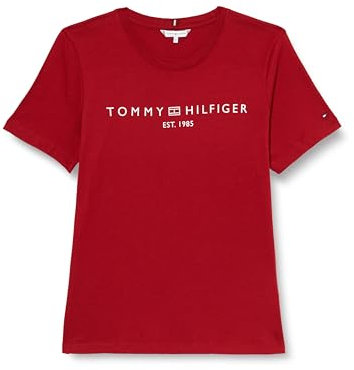 Tommy Hilfiger Damen T-Shirt Kurzarm Rundhalsausschnitt, Rot (Dark Magma), S