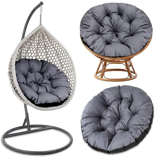 Coussin Fauteuil rotin et Suspendu 100 cm - Coussins de siège Jardin pour extérieur et intérieur Rond Oreiller pour Chaise papasan Graphite Teinte B
