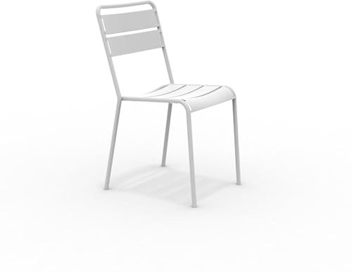 MONDO VIRO un mondo a casa tua Mondo Viro Gartenstuhl aus lackiertem Metall Twist, stapelbar, 45 x 57 cm, 86 cm (Weiß geprägt, 8)