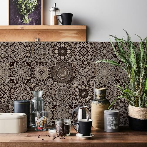 HORIWE Adesivi per piastrelle marocco, 24 pezzi, 20 x 20 cm, in PVC, autoadesivi, per cucina, bagno, armadio, mobili, tavolo