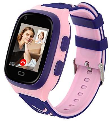 4G Kids Smart Watch,GPS Tracker Smartwatch with Video Call Waterproof Real Time Position School Mode Pedometer SOS Geo-Fence Anti-Lost of Early Education Tools Smartwatches for Boys Girls (Pink)