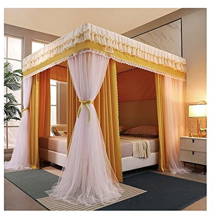 Schlafzimmer-Bettrahmen-Drape 1,8 m/6 Fuß, staubdichter Verdunkelungs-Betthimmel-Bettvorhang, Moskitonetz im Prinzessinnen-Stil (Farbe: Stil 2, Größe: 1,8 x 2 x 2 m)