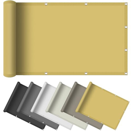 Sonnensegel Sonnenschutz 3.3 x 3.5 m, Wasserdicht 98% UV Schutz Sonnensegel mit öSen Nach Maß inkl Befestigungsseile für Garten Terrasse, Creme Farben