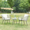 casa.pro Balkonmöbel Set Abriola Outdoor Sitzgruppe 3-TLG. Bistro Set Seilgeflecht Balkontisch mit 2 Stühlen mit Kissen wetterfest Metallgestell Grau