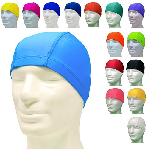 Gorro de natación profesional de licra antialérgica, sin látex, color azul claro, 1 unidad