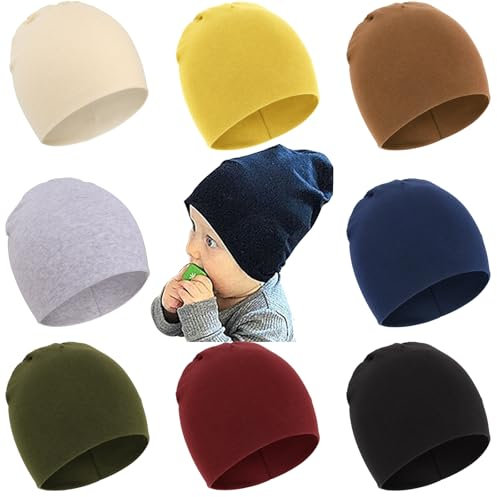 DRESHOW 8 Pezzi Unisex Bambino Berretti Neonato Ragazzi Ragazze Morbido Carino Cappello Nursery Berretto