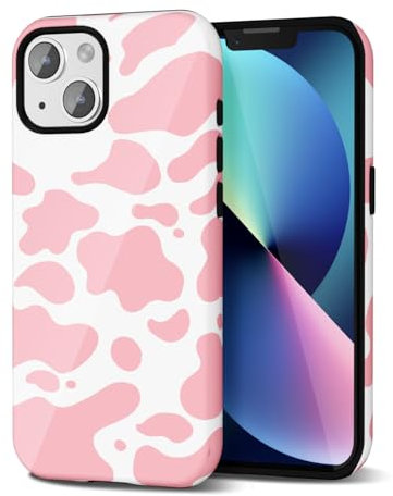 Svanove Cow Print Phone Case for iPhone 13/14 Case Girly Trendy Pattern, Retro Cool Animal Print, Luxury Cute Case for Women Girl, Glossy Aesthetic Y2k Hard Shell Plastic Slim Cover, Pink