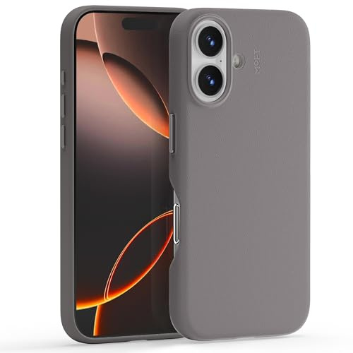 MOFT für iPhone 16 Plus Hülle, MOVAS Vegane Ledertasche Magnetische Hülle, Weicher Anschlag, Farberhaltung, Fleckenresistent, Leicht zu Reinigen, Taupe