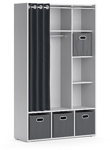 Vicco Kleiderschrank Luigi, Hellgrau, 105.8 x 178.1 cm Mit Faltboxen (grau)