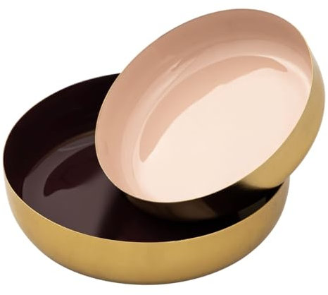 Amago home Dekoschale Gold Knabberschale Deko Schalen Silber Apfel Stern Ginkgo Blatt Farbe Schale rund 2er Set Bordeaux-Rose