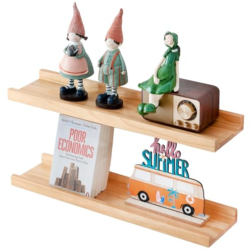 TREOAKWIS Wandregal 2er Set, 30cm Bilderleiste Holz Schweberegal Holz | Regalbrett Wandboard Massiv Bilderleiste Bücherregal Kinder Wand für Wohnzimmer, Kinderzimmer, Schlafzimmer