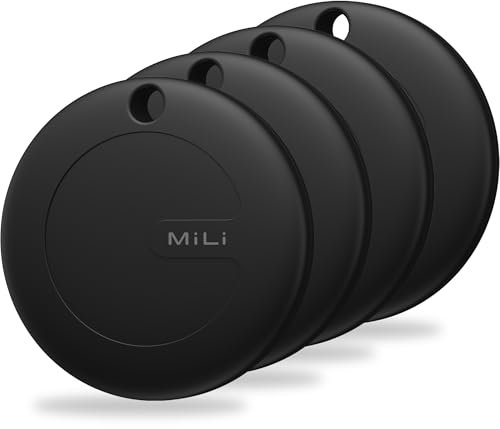 MiLi MiTag Schlüsselfinder für Apple Wo ist? APP (iOS NUR), Key Finder, Bluetooth Smart Tracker Tag für Gepäck/Korrer/Taschen, IP67 Wasserdicht, Auswechselbare Akku, 4er Pack