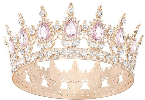DRESHOW Volle Runde Mädchen Tiara Königin Krone Damen Brautkrone Diadem Kristall Barock Tiara Sparkly Strass Prinzessin Karneval Kopfschmuck für Hochzeit Prom Geburtstag Party