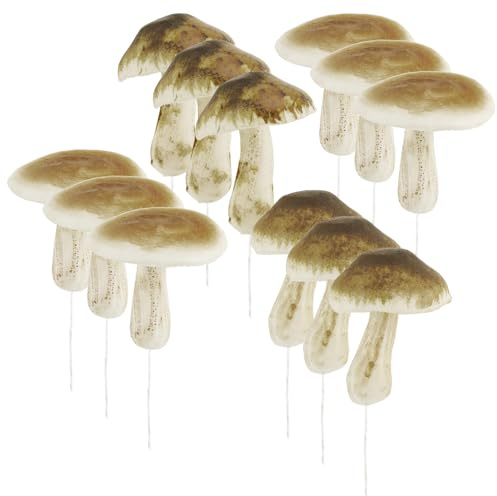 com-four® 12x Täubling, künstliche Pilze zum Einstecken in Kränze