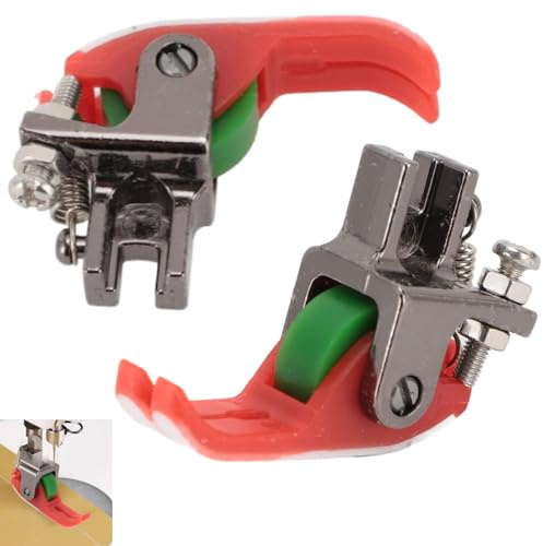 2Pcs Narrow Roller Presser Foot, Plastic Universal Narrow Rolling Presser Foot for Flat Bed Sewing Machine Thick and Thin Fabric
