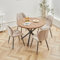 GrandCA HOME Esstisch und Stuhlset, 100 cm Runder Esstisch und 4 Moderne Leinenstühle, für Esszimmer, Küche, Wohnzimmer (Dunkel+ Khaki)