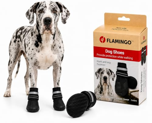hundeschuhe - Glea - 2 Stück - schwarz - XXL - 8,8x8,2x15 cm - Polyester - Harte Sohle - rutschfest - reflektierend