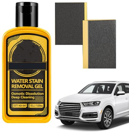 Water Spot Remover for Cars - 120ml Heavy Duty Gel - with Sponge Water Spot Remover for Glass,for Automotive, Car, Truck, Motorcycle, RV, Window, Windshield, Shower Door, Home, Bathroom, Kitchen